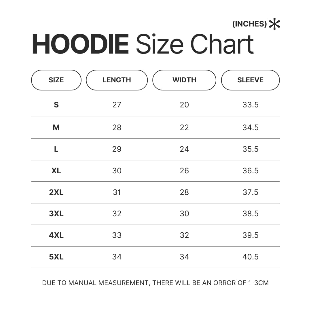 Hoodie Size Chart - The Amazing Digital Circus Merch