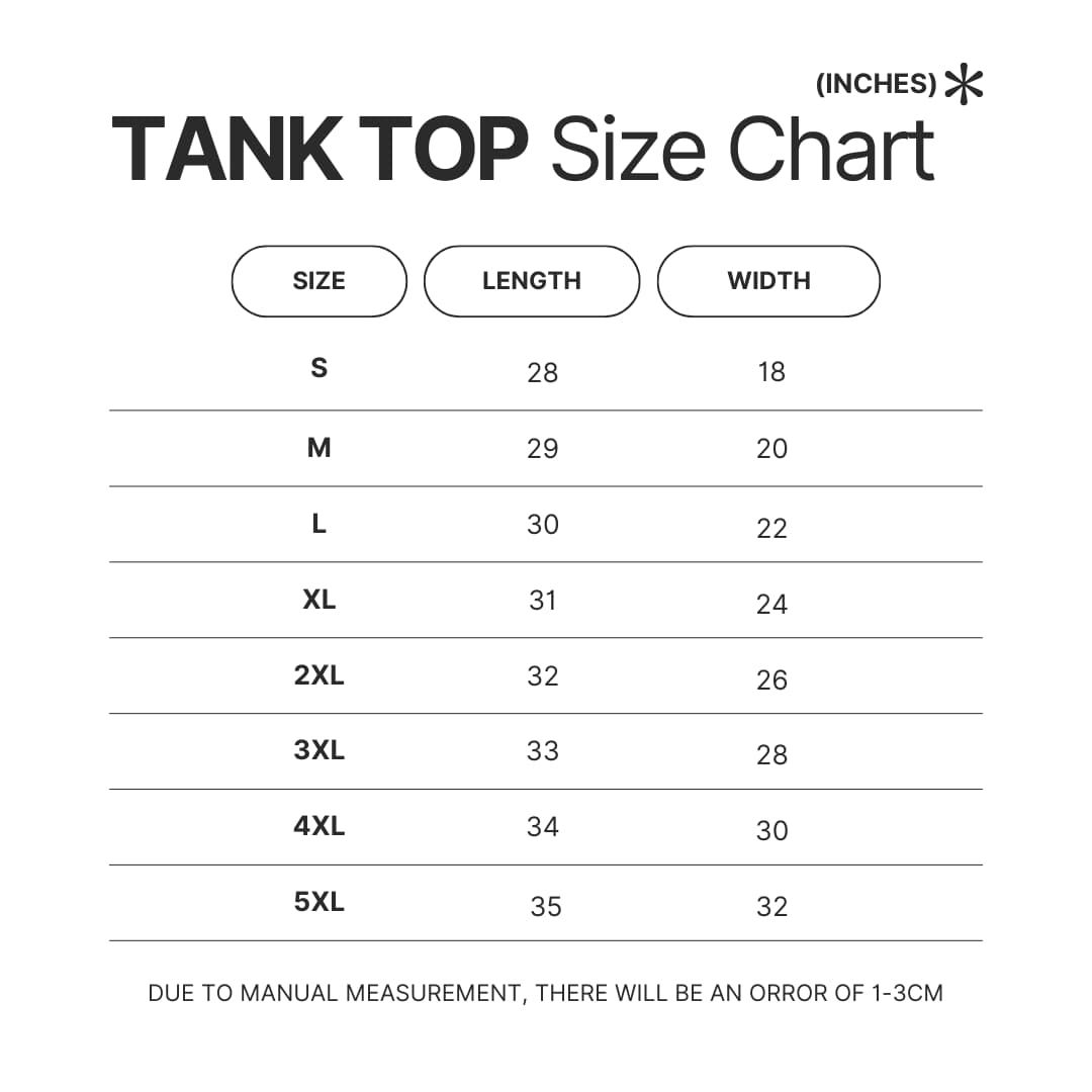 Tank Top Size Chart - The Amazing Digital Circus Merch