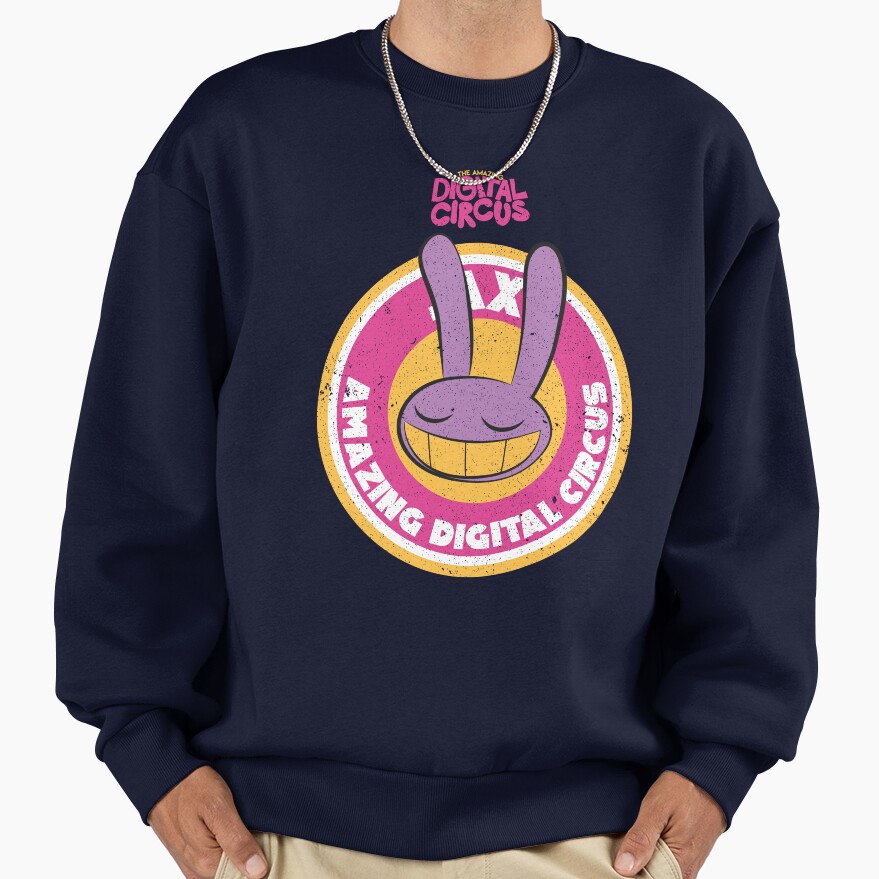 The Amazing Digital Circus Jax Circle Emblem Grunge Style Sweatshirt - Image 5