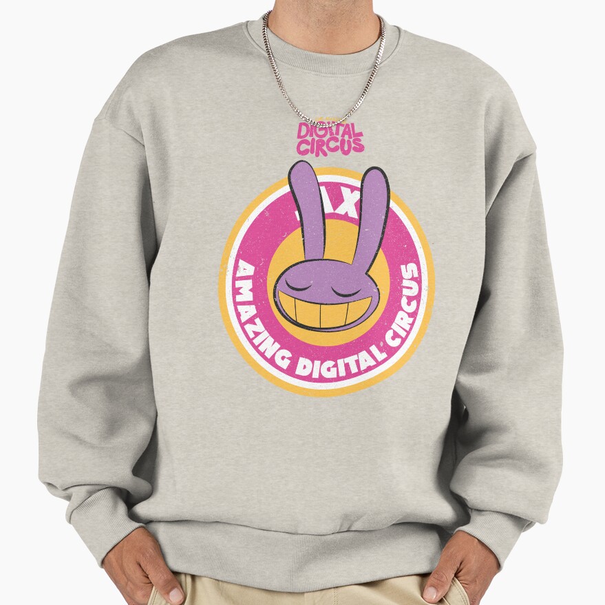 The Amazing Digital Circus Jax Circle Emblem Grunge Style Sweatshirt - Image 3